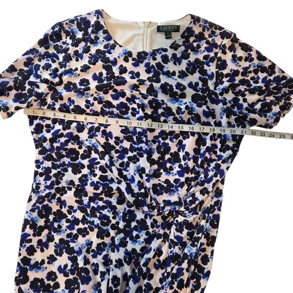 Lauren Ralph Lauren Floral Dress Waist Knot Stretch Jersey Knee Length sz 18W - Picture 8 of 10